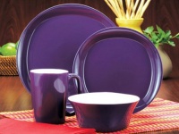 Rachael Ray Dinnerware Round and Square 16-Piece Dinnerware Set, Purple