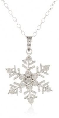 DiAura Sterling Silver Diamond-Accent Snowflake Pendant Necklace