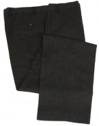 Ralph Lauren Mens Flat Front Charcoal Gray Flannel Wool Dress Pants