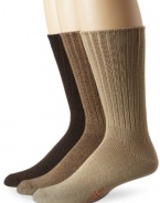 Dockers Men's Big-Tall 3 Pack True Crew Sock, Khaki Marl/Light Brown Marl/Dark Brown Marl, Big-Tall