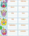 Colorful Owls Birthday Chart