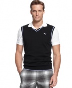 Look the part. Poise yourself for a top performance on the links with this sweater vest from Puma.