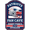 NFL New England Patriots 11-by-17 inch Fan Cave No Offseason Wood Sign