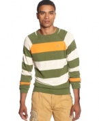 Bold colors mixed with a classic crew neck design give this Rocawear sweater its handsome style.