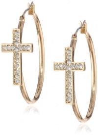 Betsey Johnson Iconic Summer Metallics Cross Hoop Earrings