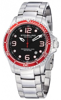 Stuhrling Original Men's 593.332TT11 Aquadiver Grand Regatta Swiss Quartz Diver Date Red Bezel Watch