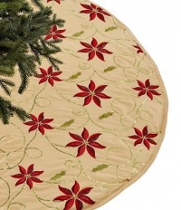 Macy's Holiday Lane 48 Gold Poinsettia Christmas Tree Skirt