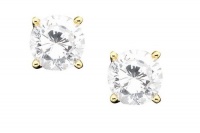 B. Brilliant 18k Gold over Sterling Silver Cubic Zirconia Stud Earrings (1 ct. t.w.)