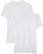 Calvin Klein Mens 2 Pack V-Neck Top, White, Large