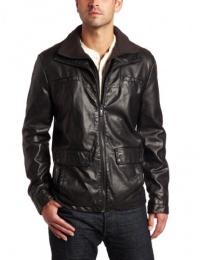 Kenneth Cole Reaction Men's Faux Leather Fleece Collar