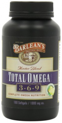 Barlean's Organic Oils Total Omega 1000 mg Softgels, 180-Count Bottle