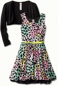 Beautees Girls 7-16 Leopard Print Dress With Shrug, Multi, Small