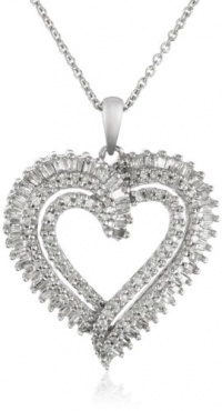 Sterling Silver Diamond Double Heart Pendant Necklace (1/2 cttw, I-J Color, I3 Clarity), 18