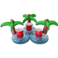 Go Pong Floating Palm Island Drink Holder (Pack of 3), Multi Color