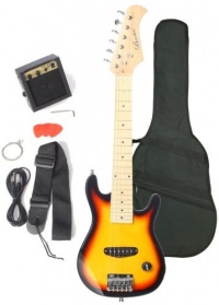 Barcelona Kid Series Electric Guitar with 5-Watt Amp, Gig Bag, Strap, Cable, Strings, Picks, and Wrench - Sunburst