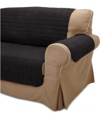 Quilted Micro Suede Pet Furniture Protector Slip Cover Throw Sofa - Black