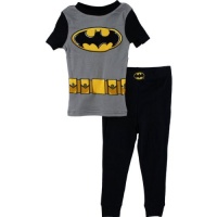 Batman Costume Black Young Boys Pajamas PJs Set Size 4-10