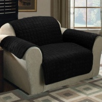 Quilted Micro Suede Pet Furniture Protector Slip Cover Throw Armchair /Arm-chair - Black