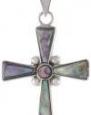 Sterling Silver Inlay Cross Pendant Necklace, 18