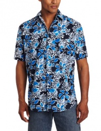 IZOD Men's Short Sleeve Slim Fit Printed Woven