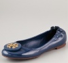 Tory Burch Reva Patent Tumble Leather Ballet Flats Dolphin Blue Size 9.5