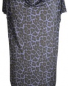 Michael Michael Kors Women's Blue Cowl Neck Leopard Print Dress (L)