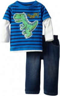 Kids Headquarters Baby-boys Infant Dino Stripes Twofer Top with Jeans