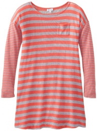 Splendid Girl Girls 7-16 Striped Mix Thermal Long Sleeve Dress, Guava, 12