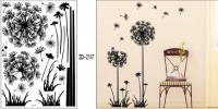 Black Dandelion Flower Plant Tree Large Removable Wall Decor Decal Sticker 57 X 29