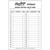 Rawlings System 17 Baseball/Softball Lineup Cards