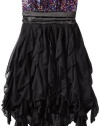 Ruby Rox Girls 7-16 Sequin Top with Corkscrew Skirt, Black/Multi, Medium