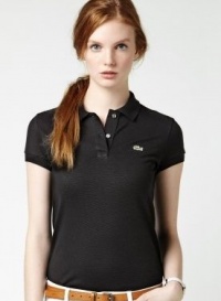 Short Sleeve 2 Button Stretch Pique Polo:Black(Size 8 / Eur40)