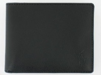 Polo by Ralph Lauren Black Bifold Passcase Wallet Billfold Leather