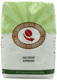 Coffee Bean Direct CO2 Decaf Espresso Coffee, 5-Pound Bag,Net 2265 g.