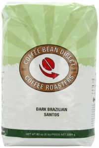 Dark Brazilian Santos, Whole Bean Coffee, 5 Pound Bag