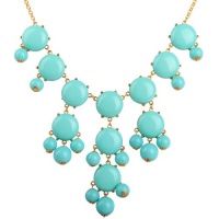 Bubble Necklace, Gold Tone Necklace, Turquoise Blue Necklace, Statement Necklace(Fn0508-M-Turquoise Blue)