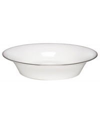 Dress up any veggies or sides with this fine china serving dish. From innovative designer Monique Lhullier, it features a platinum-edged tiered scallop pattern on creamy white.