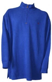 Polo Ralph Lauren Men's Cotton Fleece French-Rib Half Zip Shirt-Blues-4 XL Tall