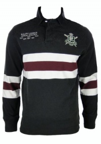 Polo Ralph Lauren Mens Custom-Fit Long-Sleeved Stripe Rugby (Medium)