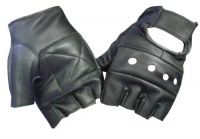 Black Leather Fingerless Motorcycle Biker Glove - Leatherbull (Free U.S. Shipping)