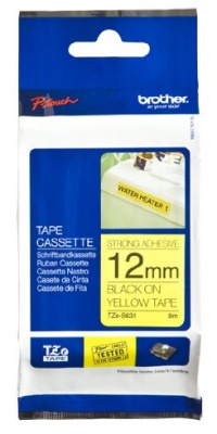 Brother Extra Strength Tape, Retail Packaging, 1/2 Inch, Black on Yellow (TZeS631) - Retail Packaging