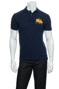 Polo Ralph Lauren Shirt, Custom-Fit Short-Sleeved Dual Match Cotton Mesh Polo, French Navy (small)