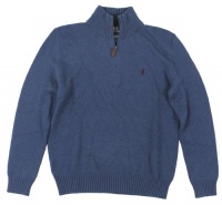 Polo Ralph Lauren Men's Cotton Half-Zip Sweater (Small, Blue)