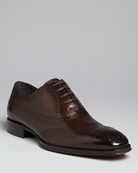 A classic wingtip in rich Italian leather always makes a strong impression.