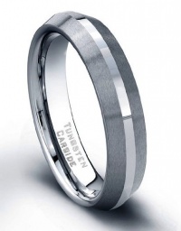 CleverEve Tungsten Carbide Ring 5 mm Stone Finish Polished Center Size 8.5