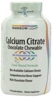 Rainbow Light Calcium Citrate Chocolate Chewable Wafers Food-Based Formula, 45-Count