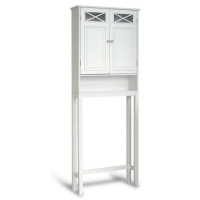 Elegant Home Fashions Dawson Collection Shelved Bathroom Space-Saver with Storage Cubby, White