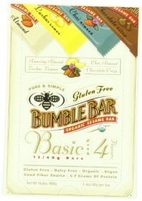 BumbleBar Gluten Free Organic Energy The Basic Box, Four Flavors, 1.4-Ounce Bars, 12-Count Box