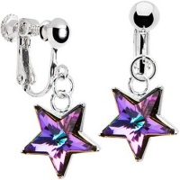 Handcrafted Vitrail Light Star Clip Earrings MADE WITH SWAROVSKI ELEMENTS