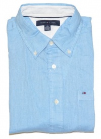 Tommy Hilfiger Men Short Sleeve Logo Linen Shirt